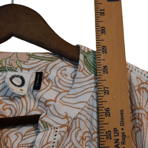 Anthropologie Aemi + Kin Boho Floral Button Front Blouse S Art Nouveau Peasant - Picture 6 of 7